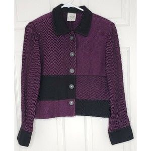 Tregea Bevan XS Extra Small Blazer Jacket Purple Black Handwoven
